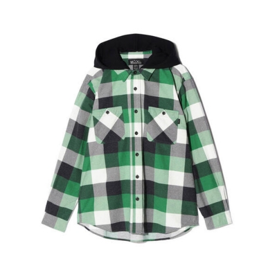 [마나스타시]FLANNEL HOODED SHIRT (GREEN)