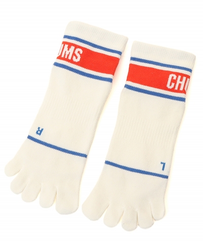 [첨스] Runnning Line Crew Toe Socks (WHITE)