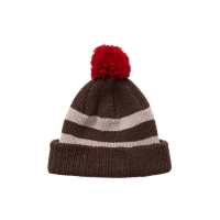 [캐피디자인] STRIPE POM POM BEANIE (BROWN)